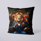 CUSHION Panel Lion Drinking Tea CP-714