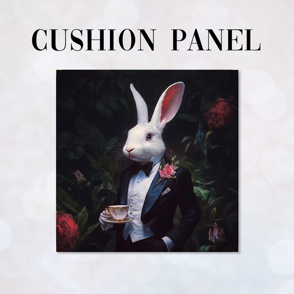 CUSHION Panel White Rabbit Drinking Tea CP-715
