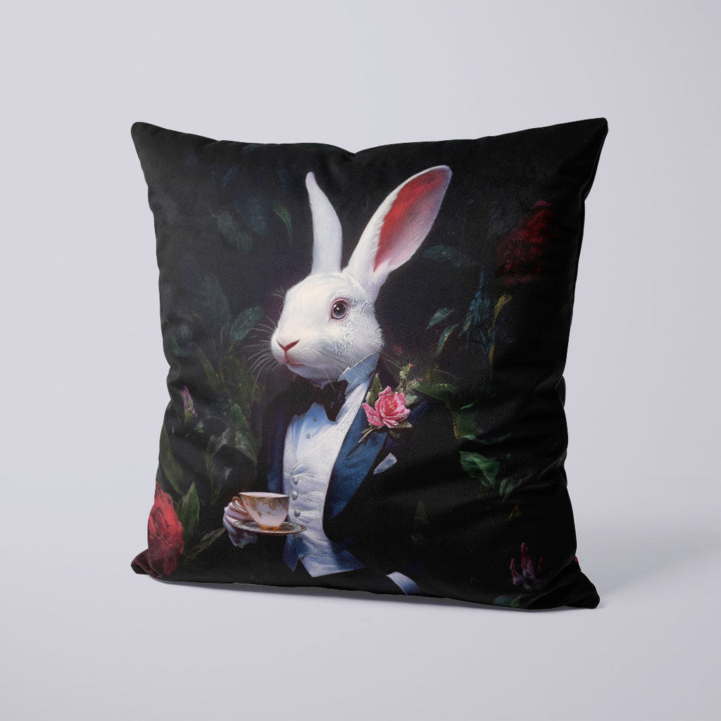 CUSHION Panel White Rabbit Drinking Tea CP-715