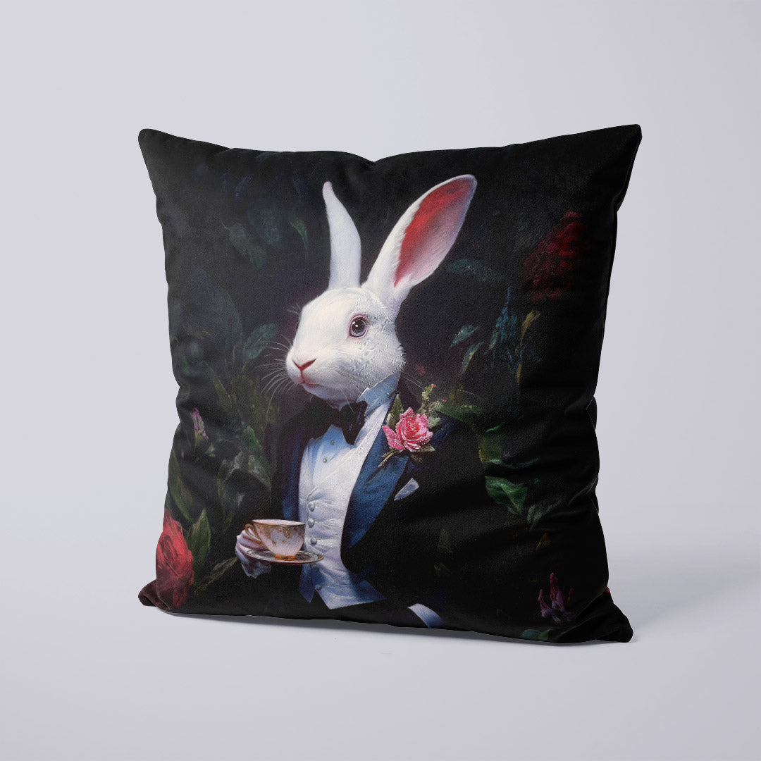 CUSHION Panel White Rabbit Drinking Tea CP-715
