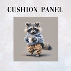 CUSHION Panel Raccoon with a Coffee CP-735