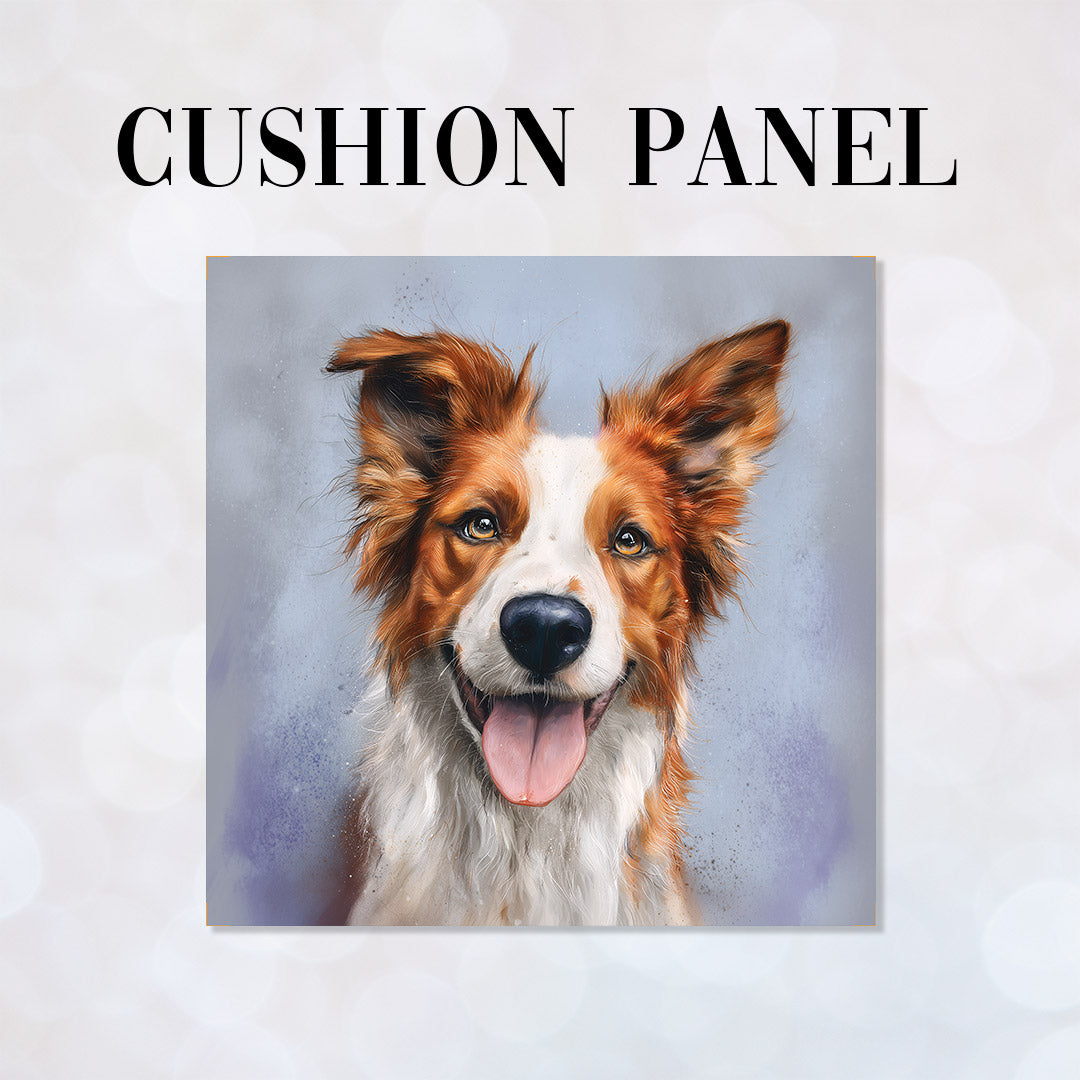 CUSHION Panel Happy Red Border Collie CP-739