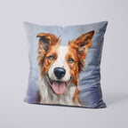 CUSHION Panel Happy Red Border Collie CP-739