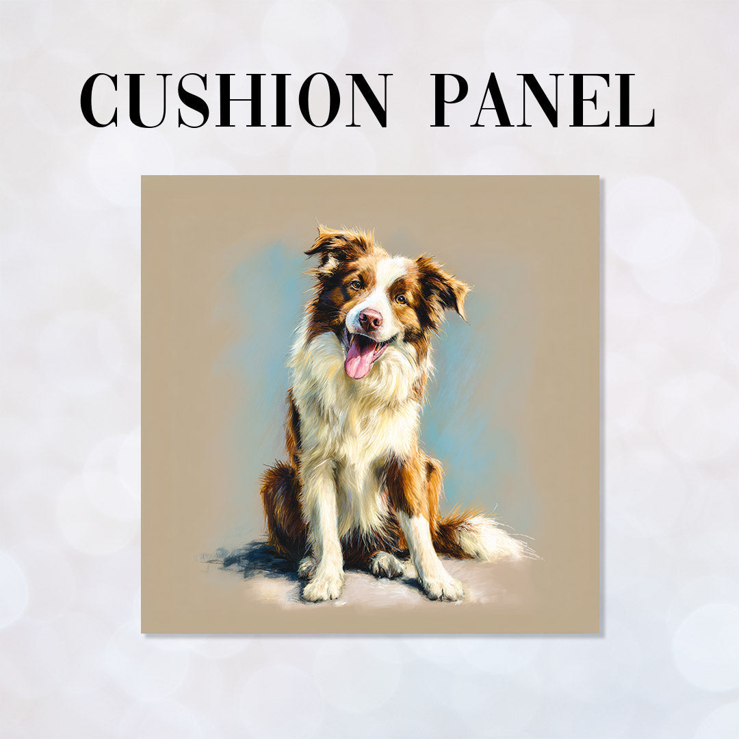 CUSHION Panel Red Border Collie Beige CP-744