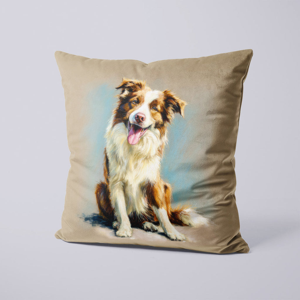 CUSHION Panel Red Border Collie Beige CP-744