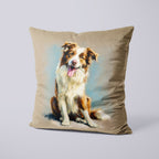 CUSHION Panel Red Border Collie Beige CP-744
