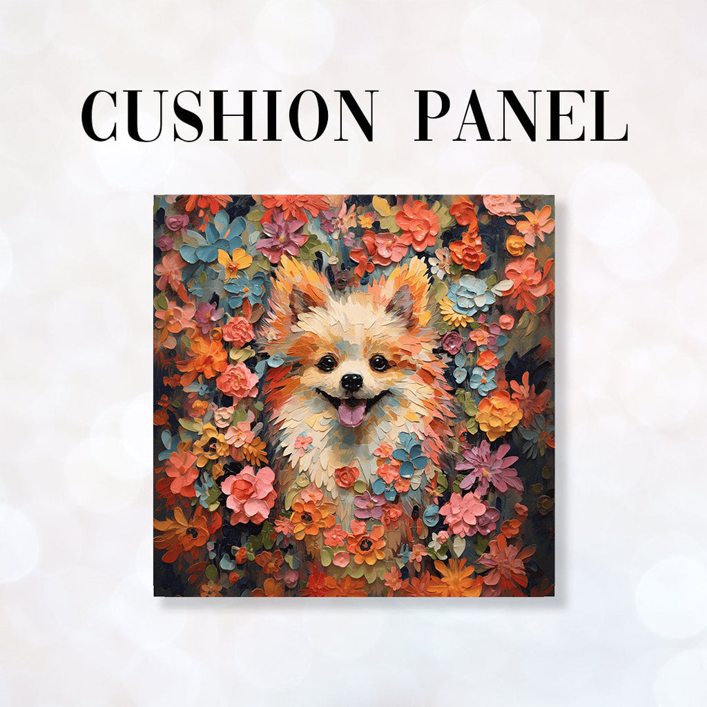 CUSHION Fabric Panel Floral Pomeranian CP-75