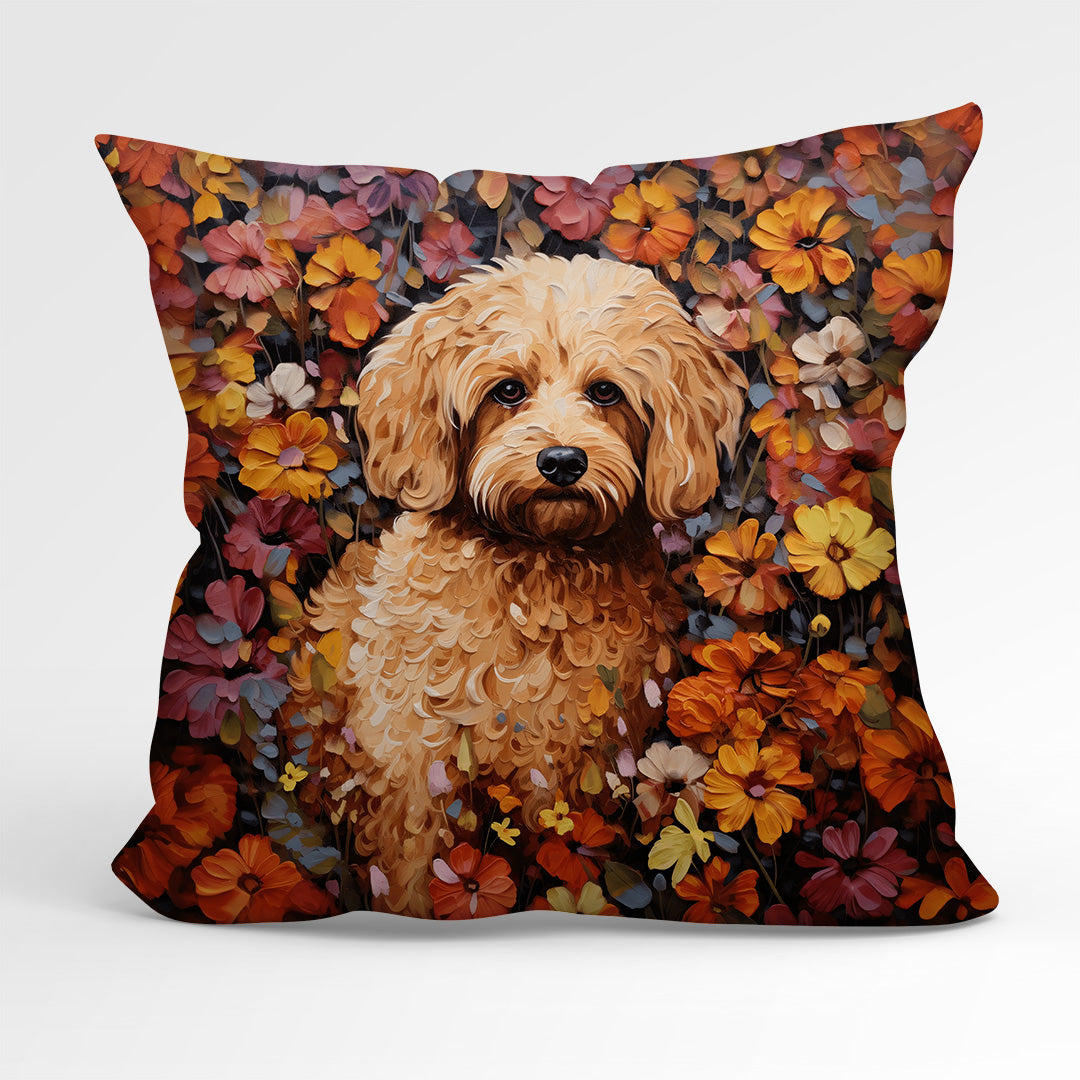 Floral Cockapoo Fabric Panel for sewing Cushions. – Custom Fabrics UK