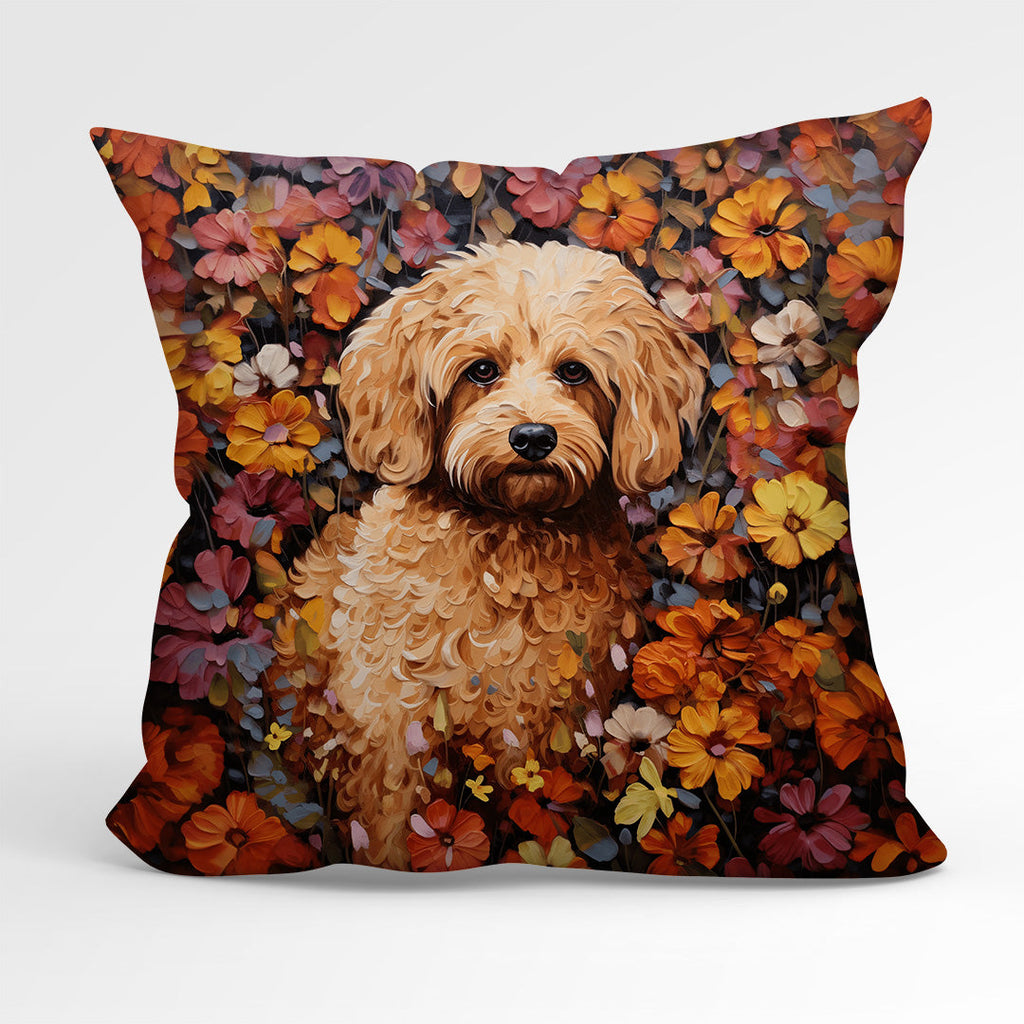 CUSHION Fabric Panel Floral Cockapoo CP-79