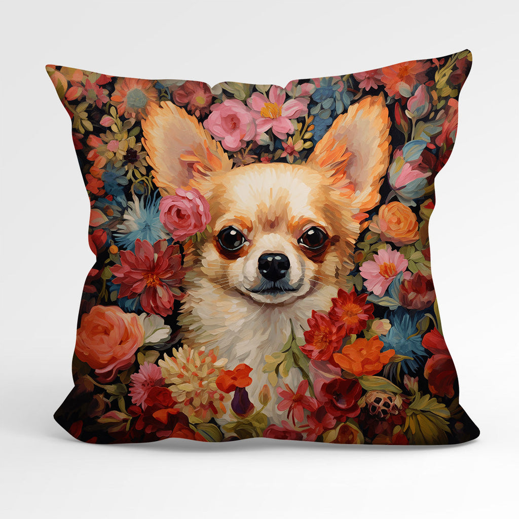 CUSHION Fabric Panel Floral Chihuahua CP-80