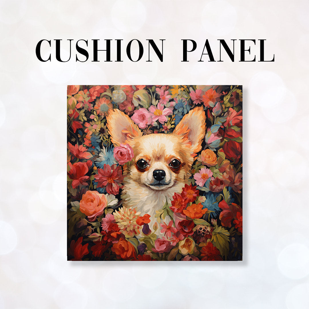 CUSHION Fabric Panel Floral Chihuahua CP-80