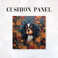 CUSHION Fabric Panel Floral Black and Tan King Charles Cavalier CP-81