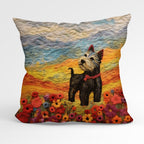 CUSHION Fabric Panel Felted Scottie Dog CP-83