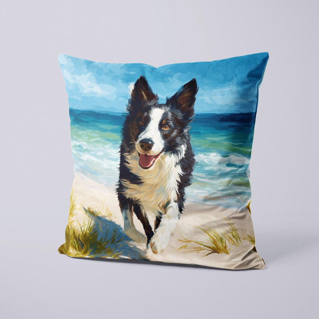 CUSHION Panel Border Collie on the Beach CP-838