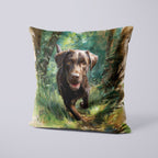 CUSHION Panel Chocolate Labrador in the Forest CP-839