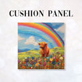 CUSHION Fabric Panel Felted Rainbow Highland Cow CP-84