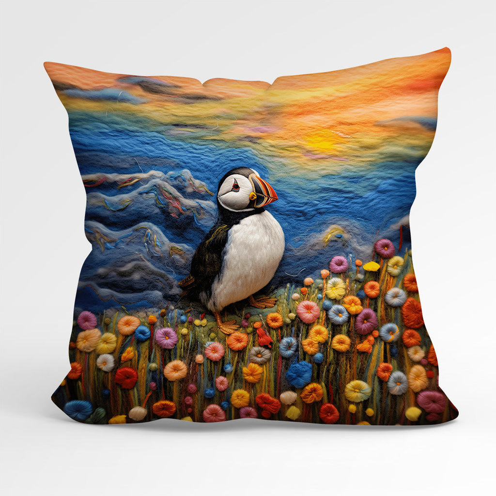 CUSHION Fabric Panel Felted Puffin CP-85