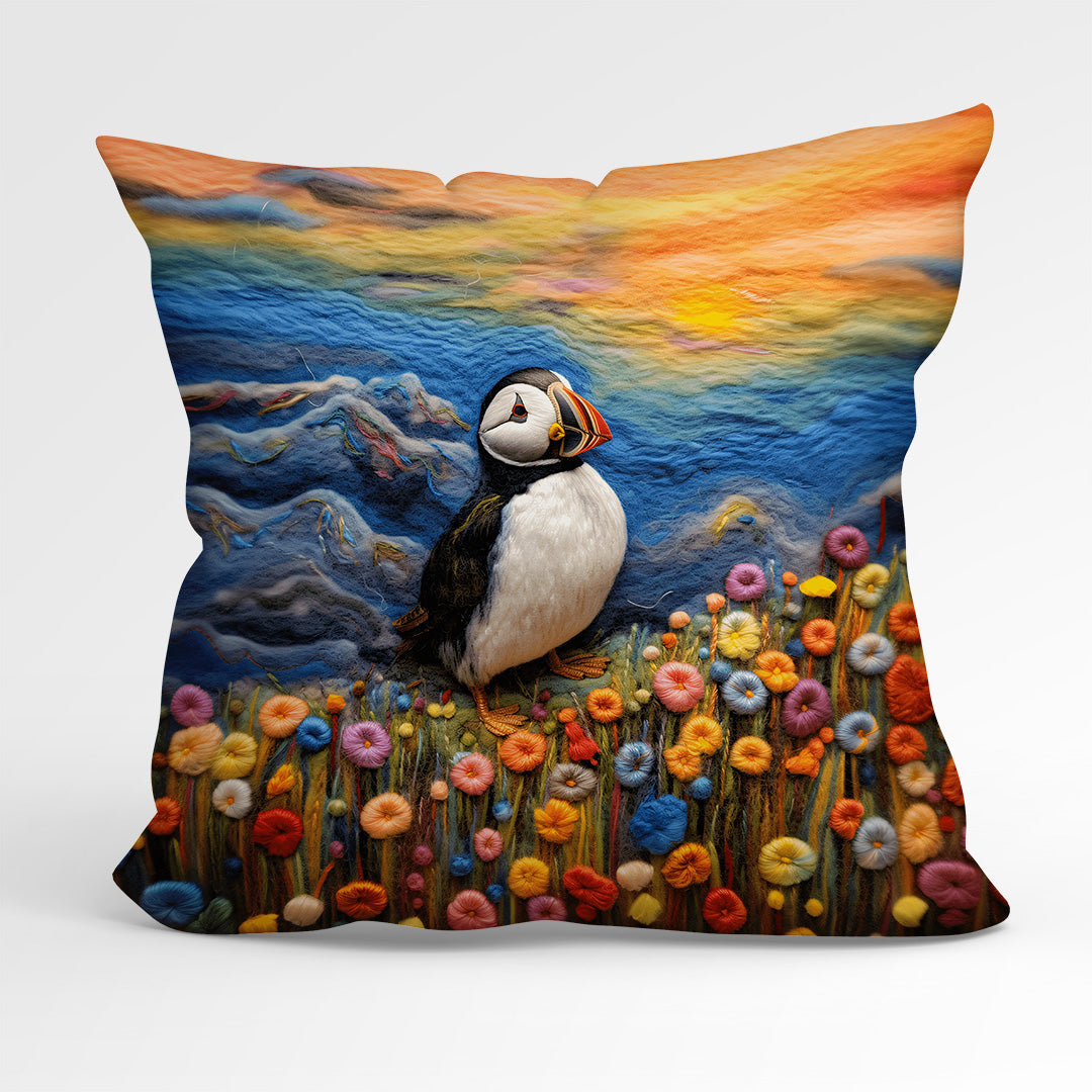 CUSHION Fabric Panel Felted Puffin CP-85