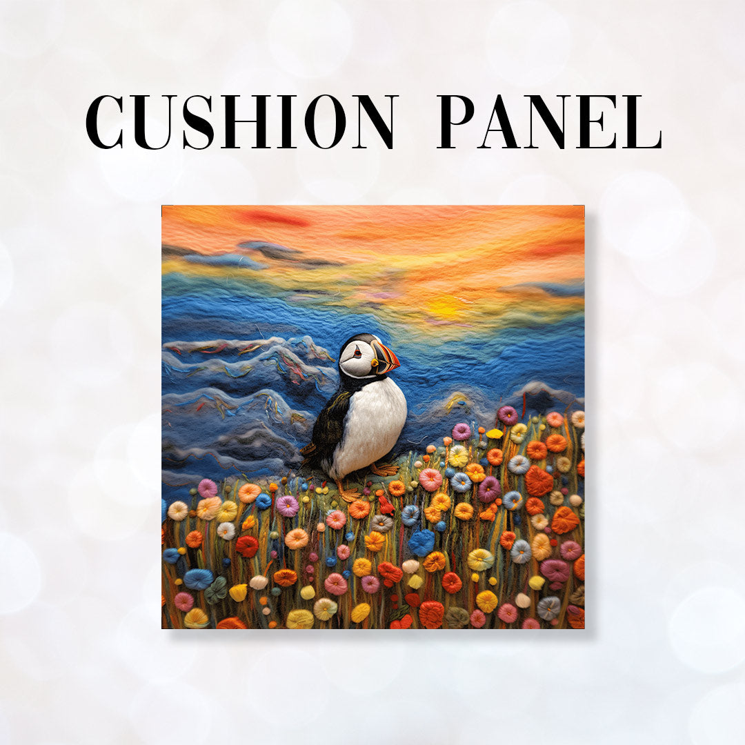 CUSHION Fabric Panel Felted Puffin CP-85
