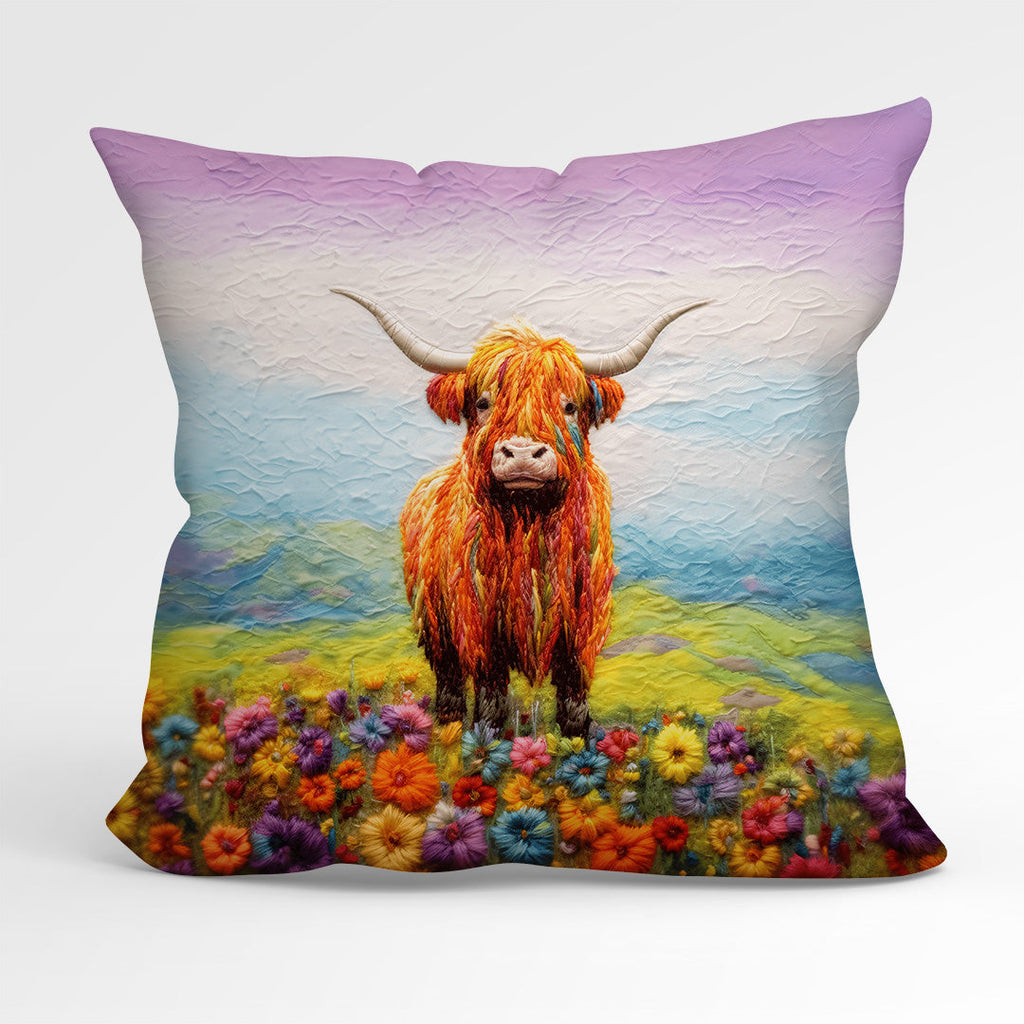 CUSHION Fabric Panel Felted Highland Cow CP-86