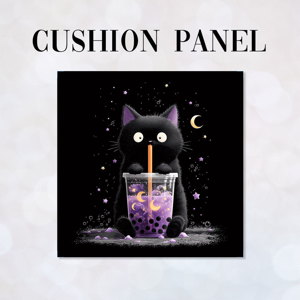 CUSHION Panel Black Cat Boba Tea CP-877