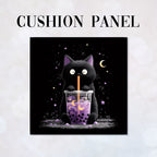 CUSHION Panel Black Cat Boba Tea CP-877
