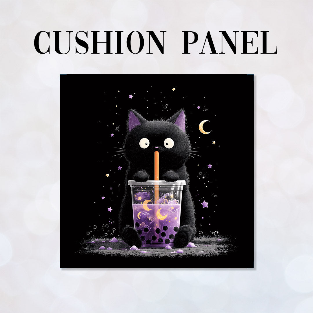 CUSHION Panel Black Cat Boba Tea CP-877