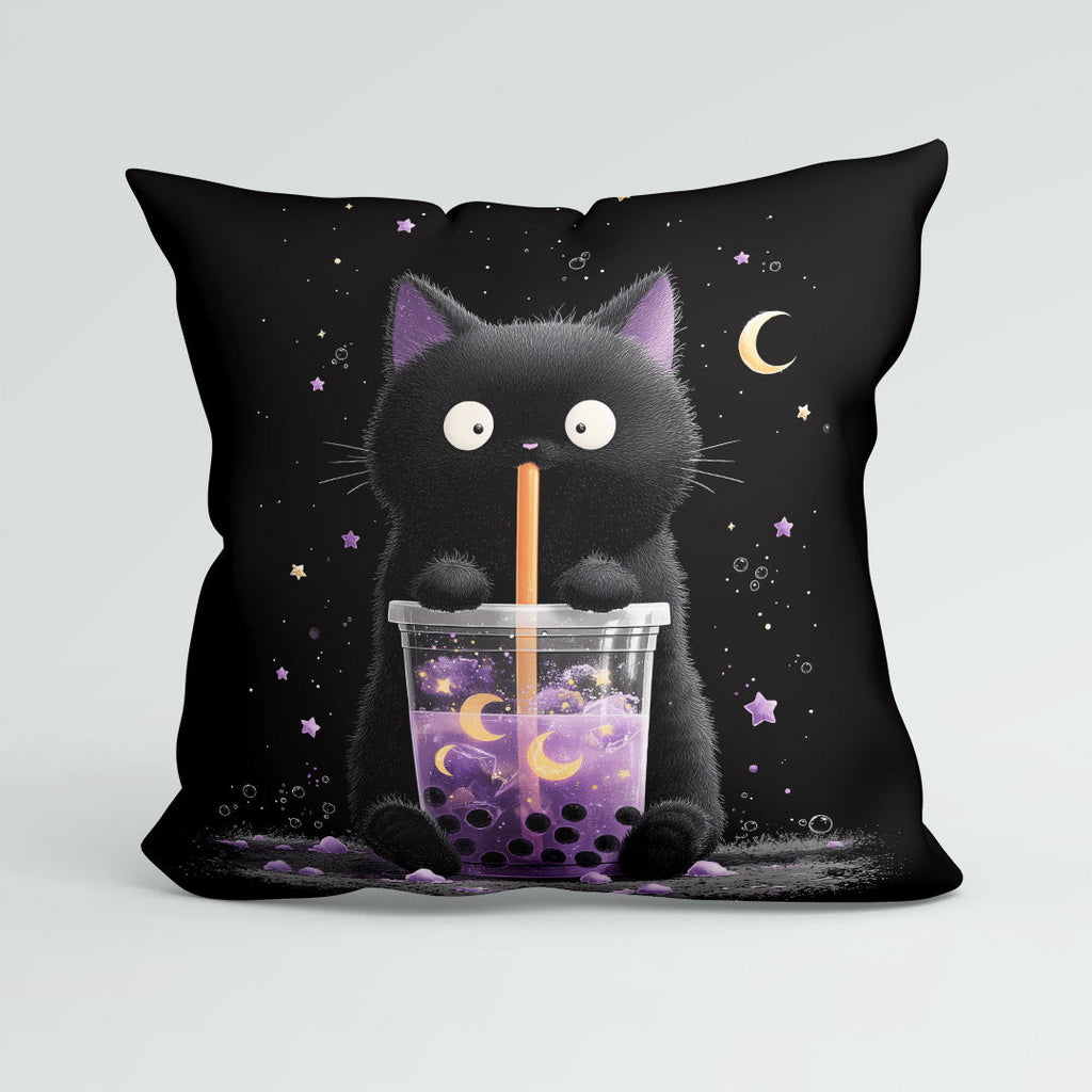 CUSHION Panel Black Cat Boba Tea CP-877