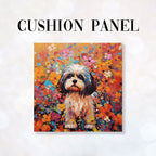 CUSHION Fabric Panel Bright Floral Lhasa Apso CP-89