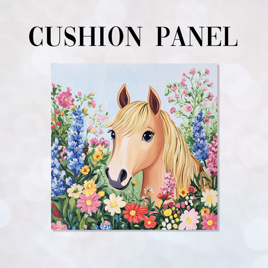 CUSHION Panel Floral Horse CP-918