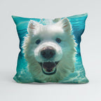 CUSHION Panel Swimming Samoyed Dog CP-935