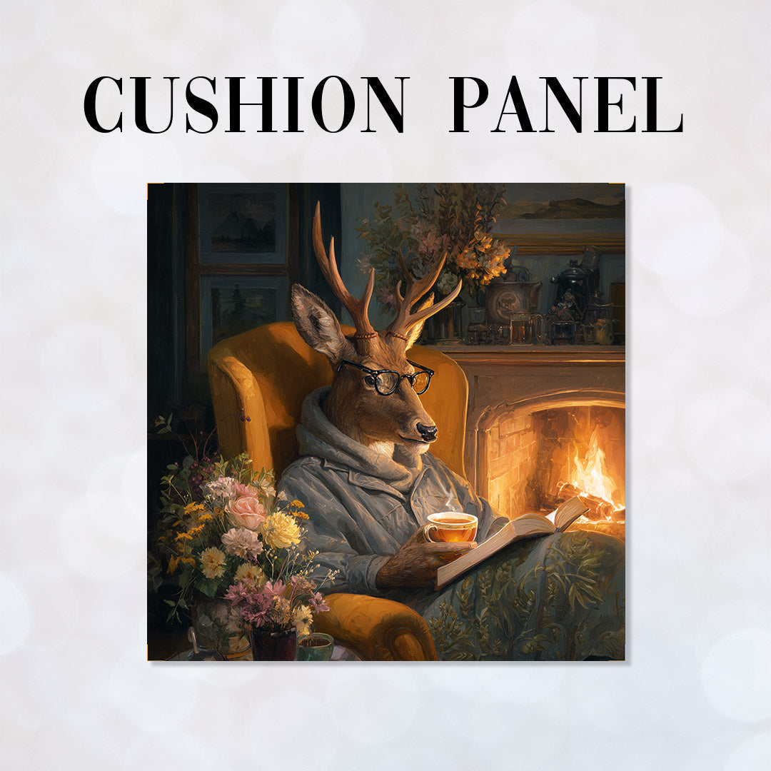 CUSHION Panel Cosy Reading Deer CP-949