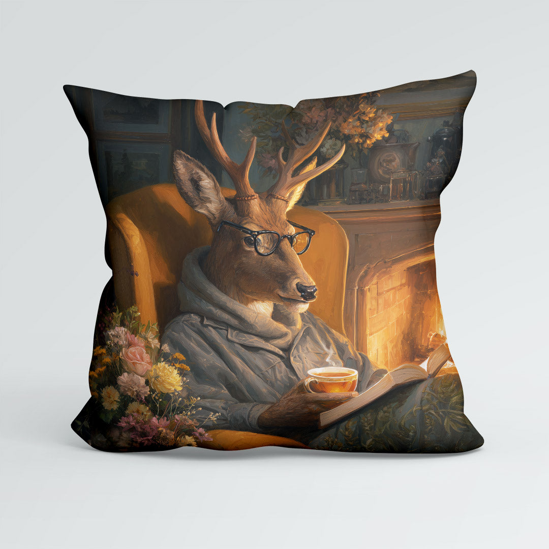 CUSHION Panel Cosy Reading Deer CP-949
