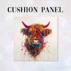 CUSHION Panel Wool Art Cow CP-953
