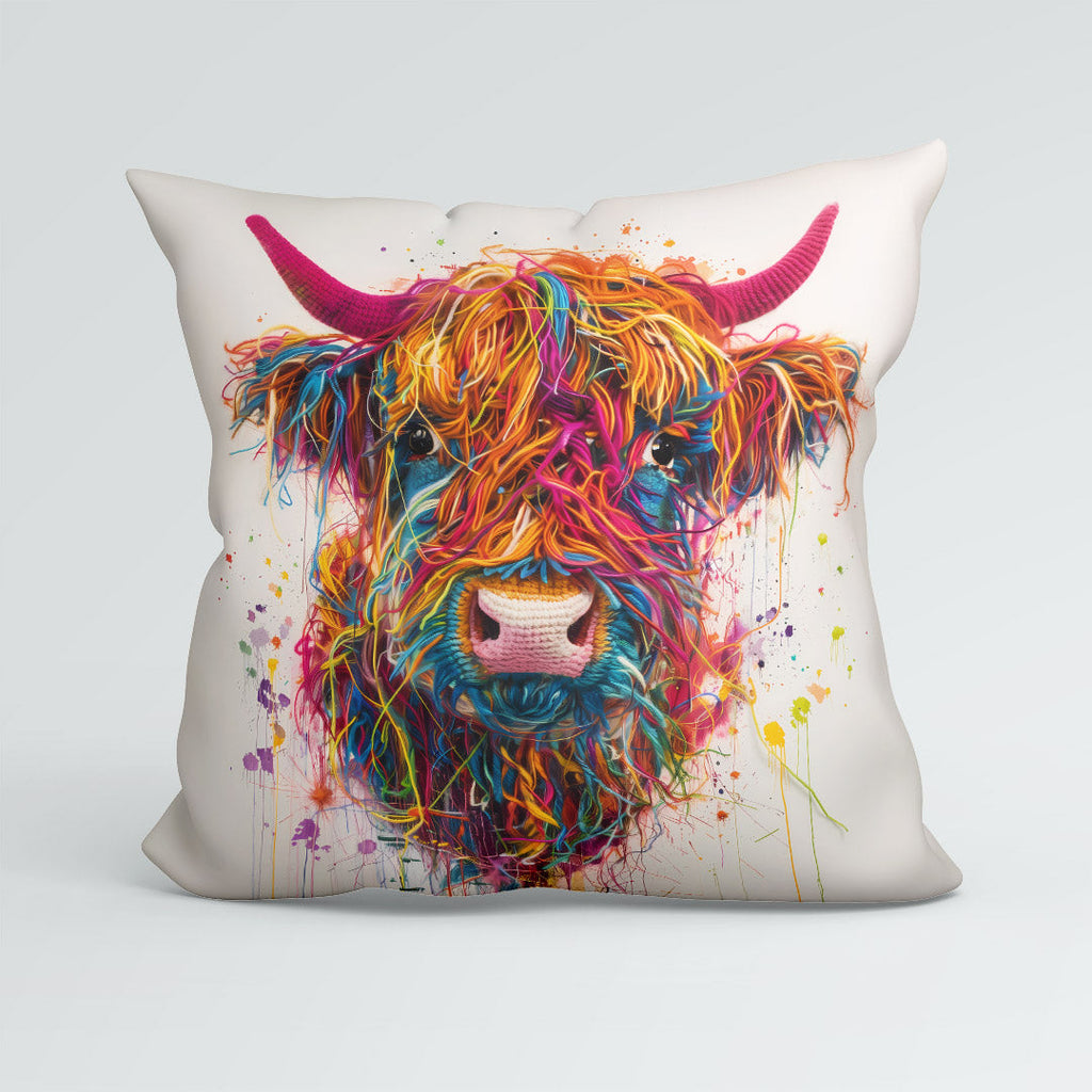 CUSHION Panel Wool Art Cow CP-953