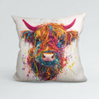 CUSHION Panel Wool Art Cow CP-953