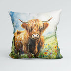 CUSHION Panel Meadow Highland Cow CP-957
