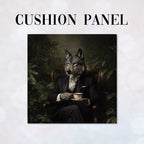 CUSHION Panel Wolf Drinking Tea CP-977