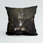 CUSHION Panel Wolf Drinking Tea CP-977