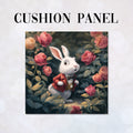CUSHION Panel White Rabbit in Rose Bush CP-978