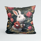 CUSHION Panel White Rabbit in Rose Bush CP-978