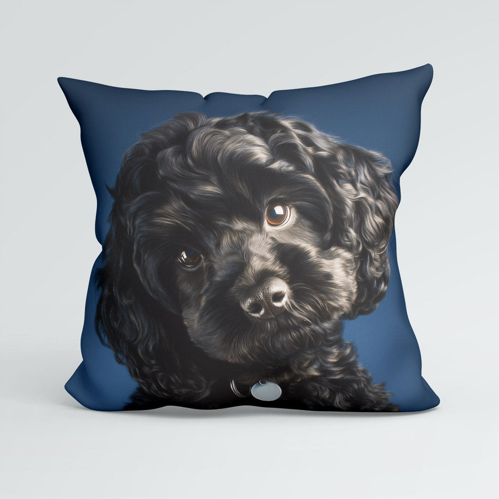 CUSHION Panel Black Toy Poodle CP-985