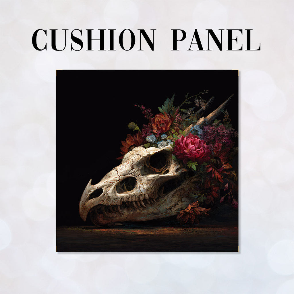 CUSHION Panel Floral Dragon Skull CP-991