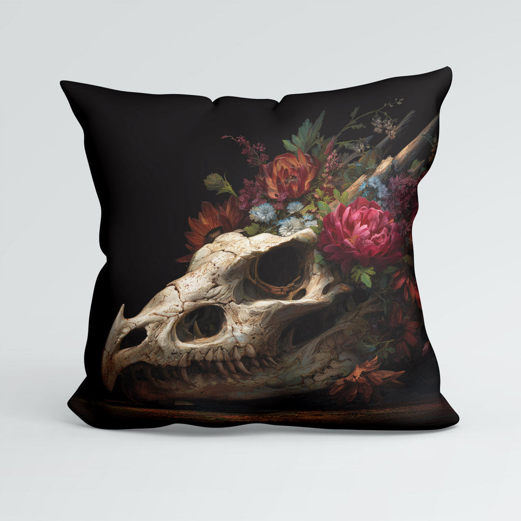 CUSHION Panel Floral Dragon Skull CP-991