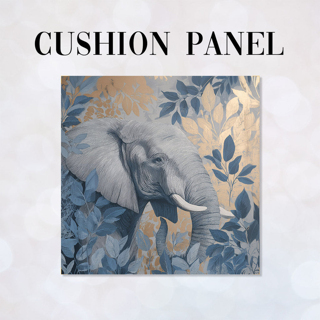 CUSHION Panel Blue and Gold Elephant 1 CP-1069