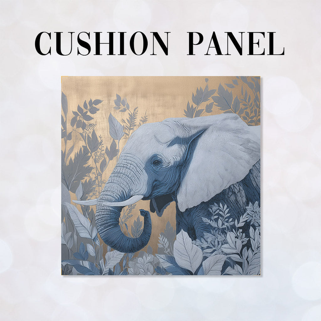 CUSHION Panel Blue and Gold Elephant 2 CP-1071
