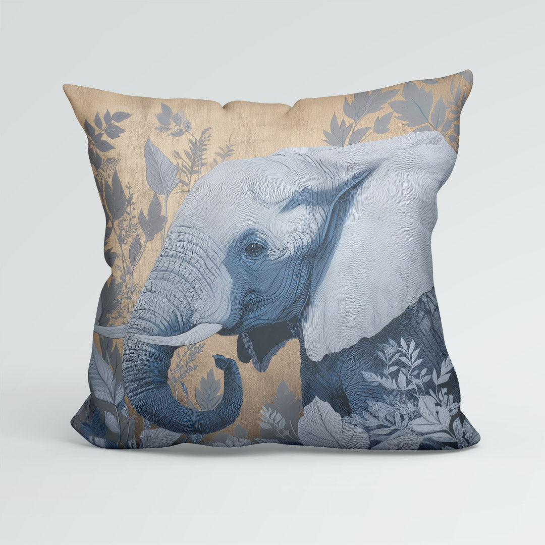 CUSHION Panel Blue and Gold Elephant 2 CP-1071