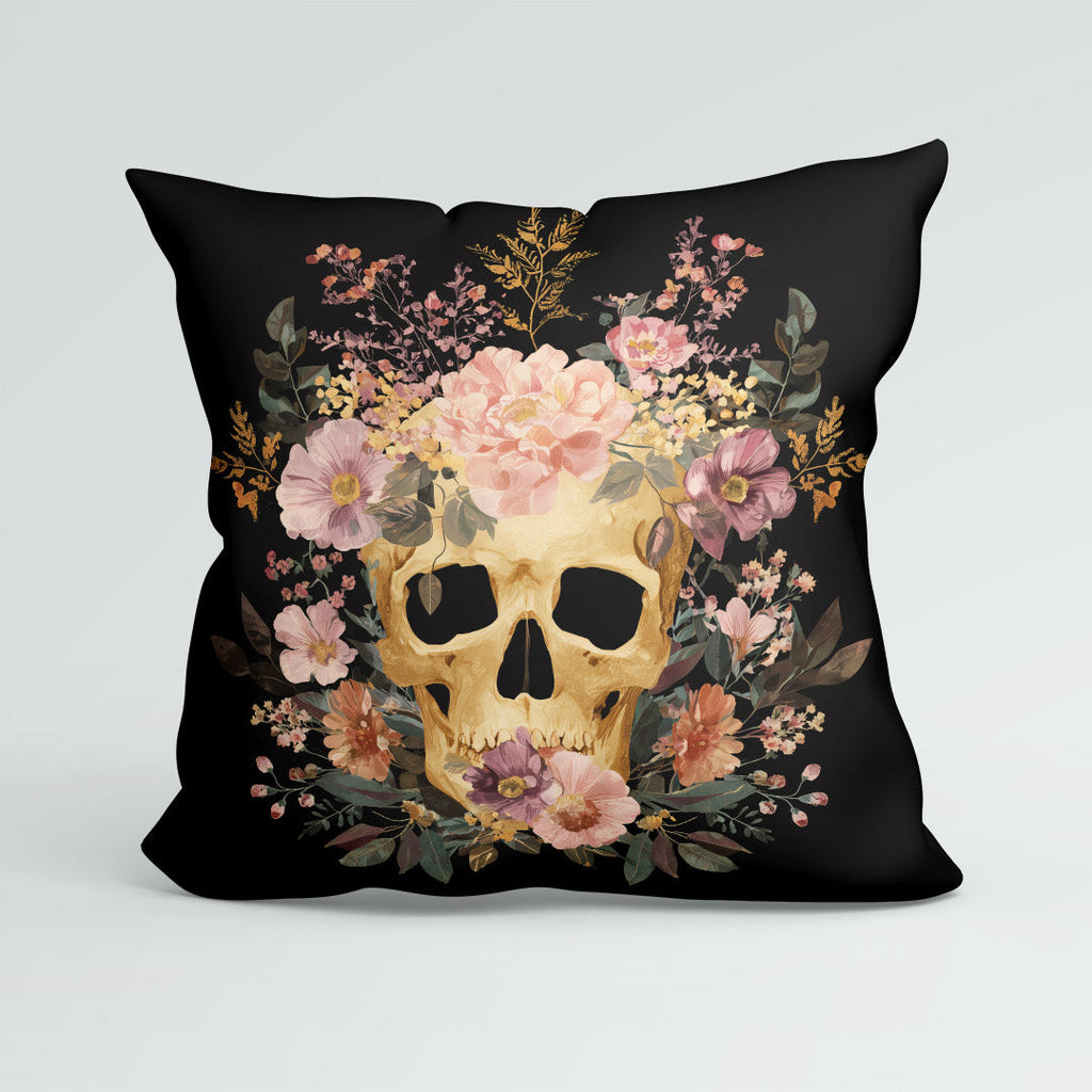 CUSHION Panel Golden Bloom Skull CP-998