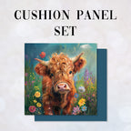 CUSHION Panel SET Highland Cow CS-1029-SET