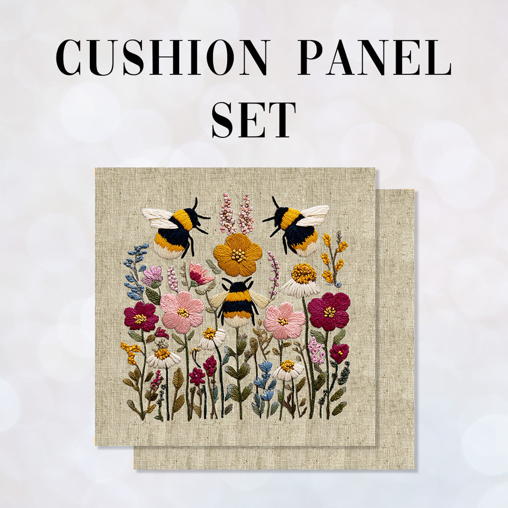 CUSHION Panel SET Bees on Linen CS-1055-SET